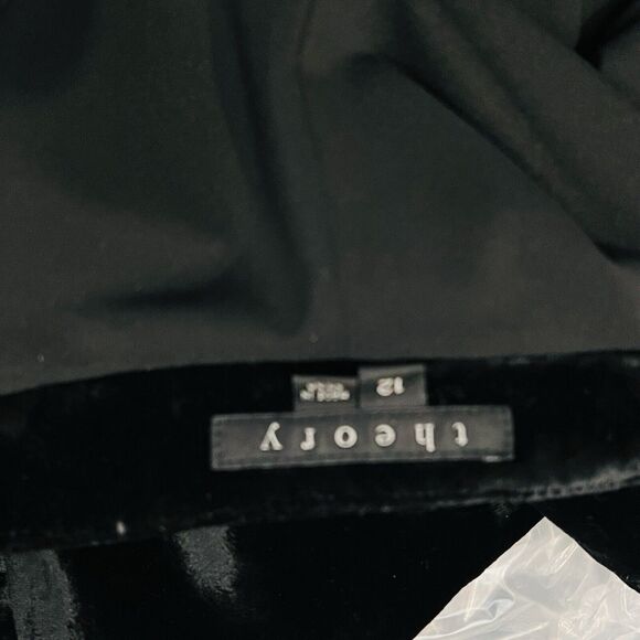 Theory Women's Coat Black Crushed Velvet Front Pockets Button Down Long Sleeve - Picture 12 of 12